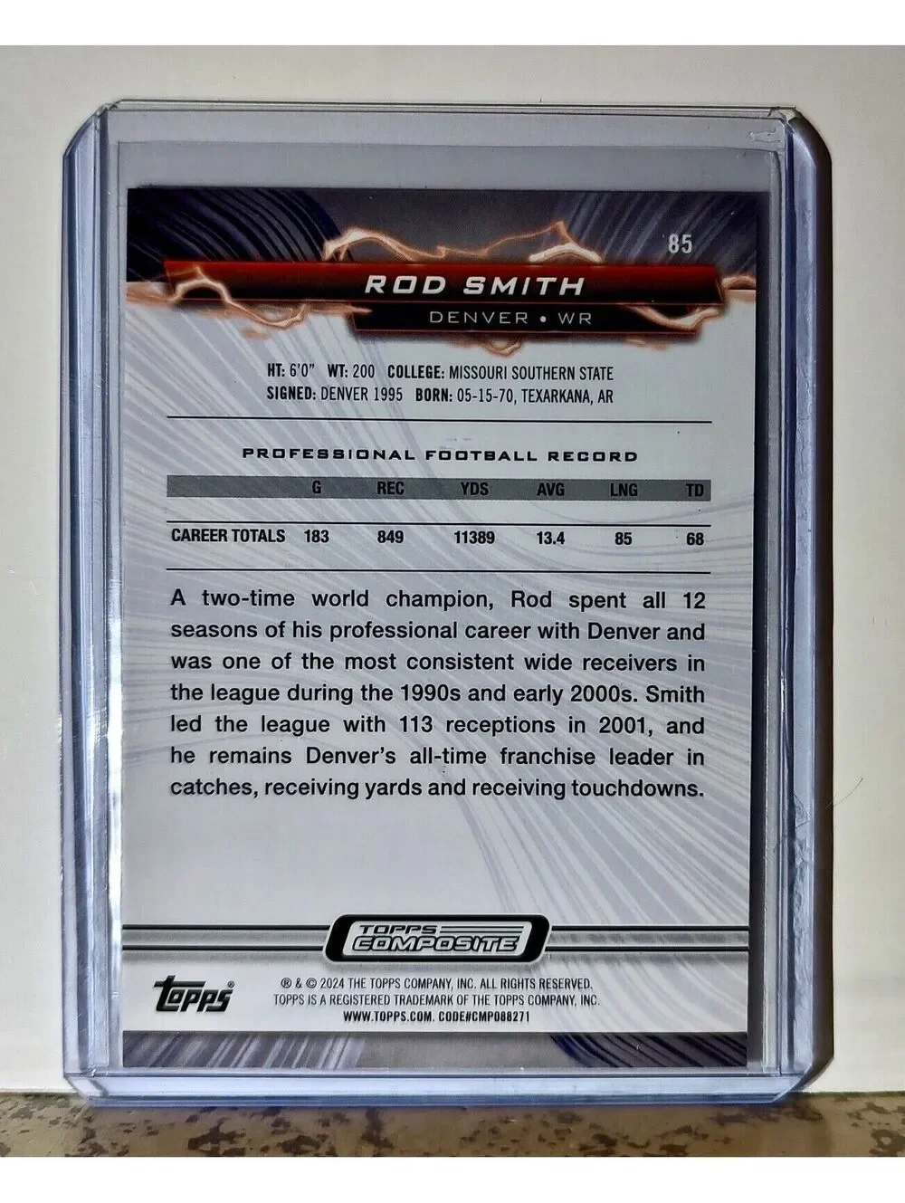 Rod Smith 2023 Topps Finest NFL #85 Football Card Denver Broncos